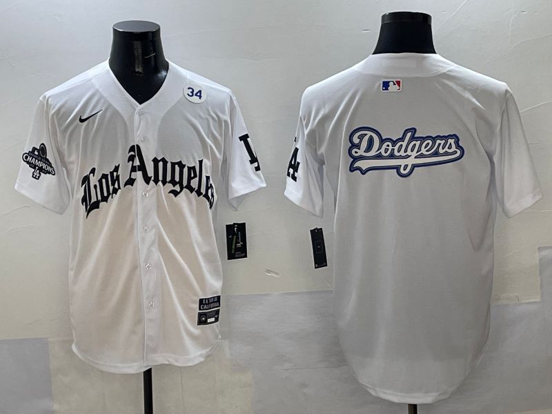 Men Los Angeles Dodgers Blank White Five generations Joint Name 2025 Nike MLB Jersey style 58